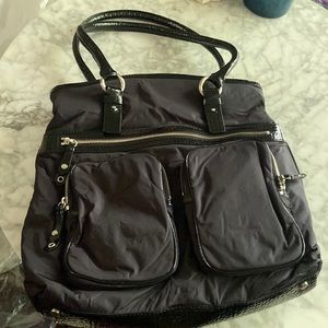 NWT COLE HAAN Black Nylon & Patent Tote Handbag
